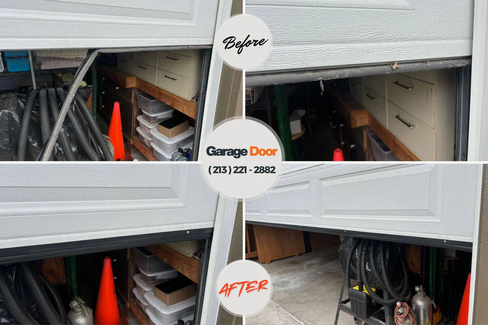 Before and after: garage door repair Iraan, TX
